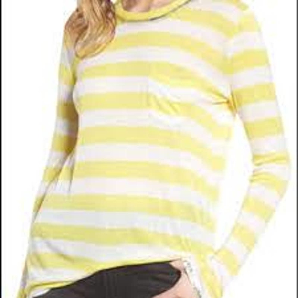 Zadig & Voltaire Reja Yellow striped long sleeve tee with silver accents